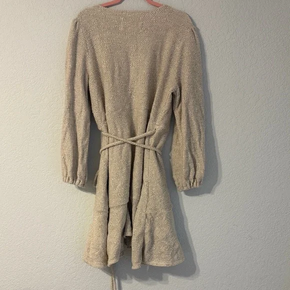 Anthropologie Cream  Diana Knit Mini Wrap Dress - Picture 7 of 7